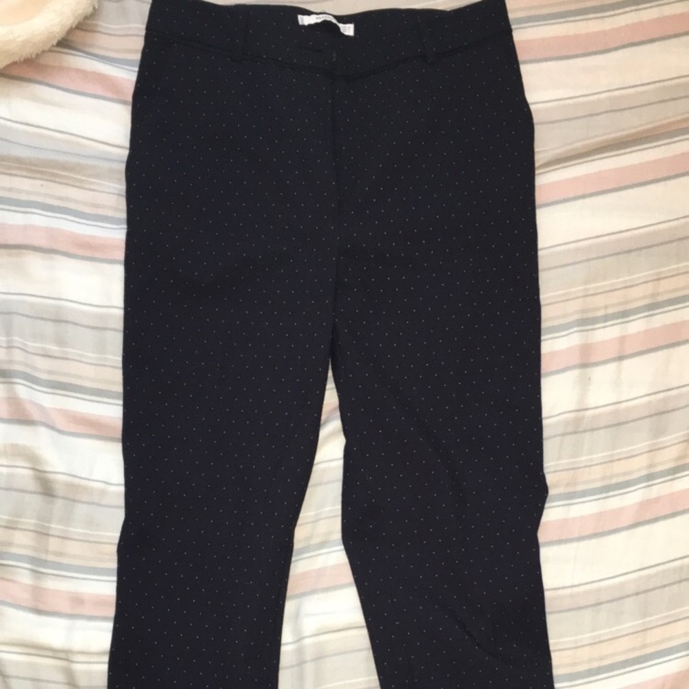 Mango women’s trousers, navy blue with white dots